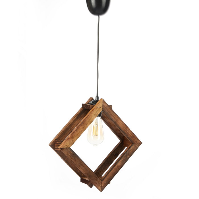 Opviq Square Antiquation Lámpara de Araña de Madera Marrón